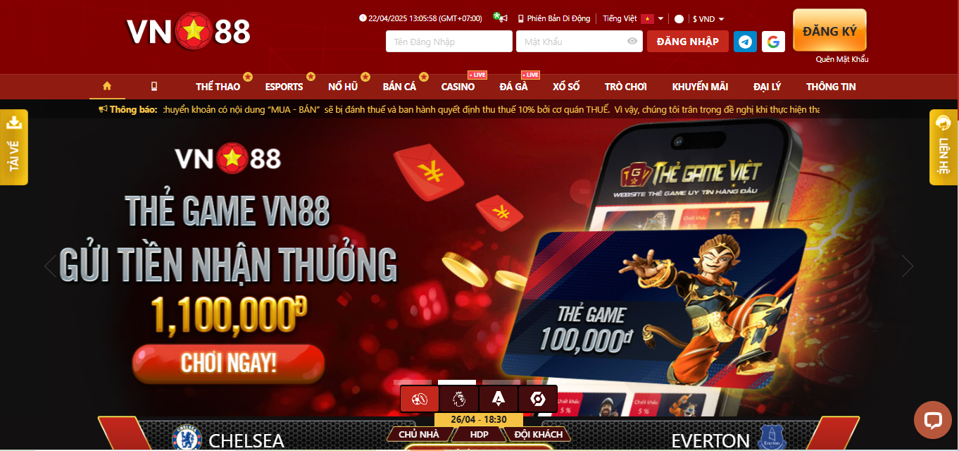 VN88 – Nhà cái tặng tiền cược trải nghiệm uy tín